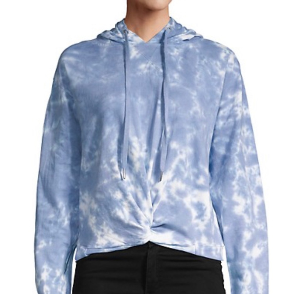 C&C California Womens Size Small Blue Tie Dye Hoodie Twist Front